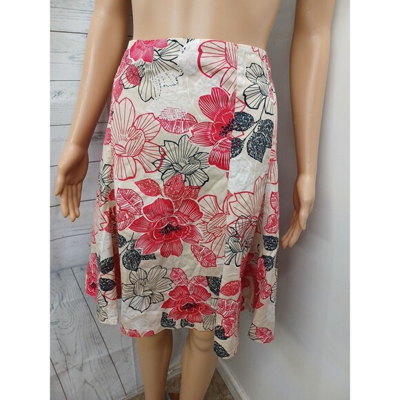 Talbots Dresses & Skirts - New York Company Womens Skirt Sz 10 Red White Floral Print A-Line